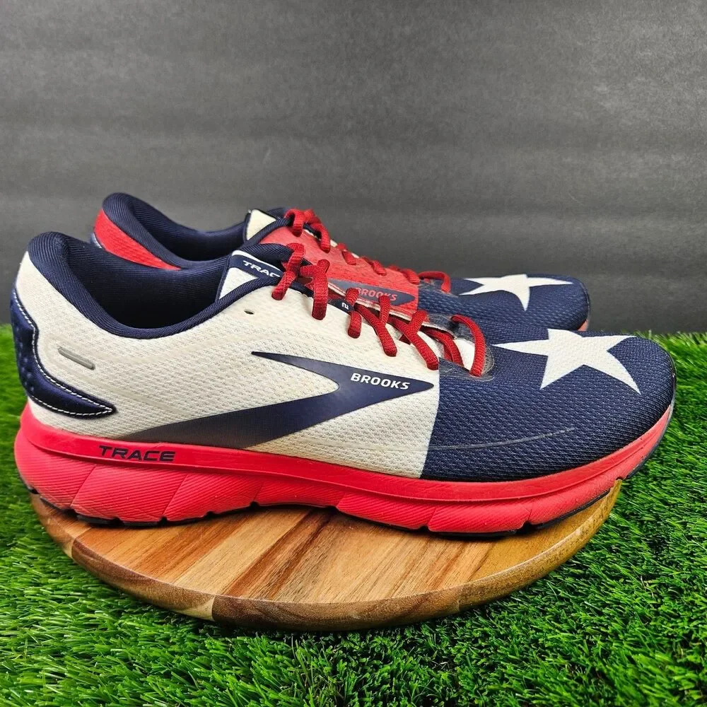 Brooks Trace 2 Texas Star Running Shoes Mens 12.5 USA Red White Blue 1103881D689